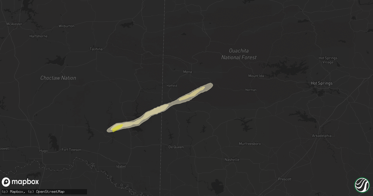 Hail map in Vandervoort, AR on May 15, 2025