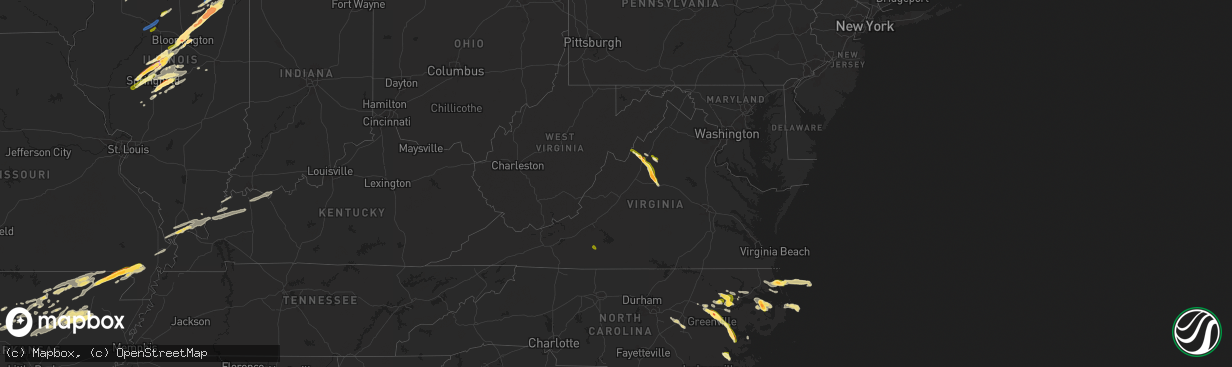 Hail map in Virginia on May 15, 2025