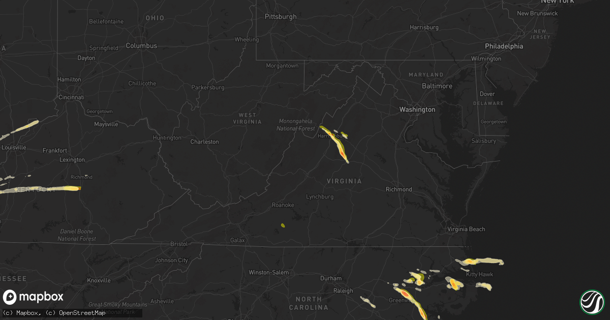 Hail map in Virginia on May 15, 2025