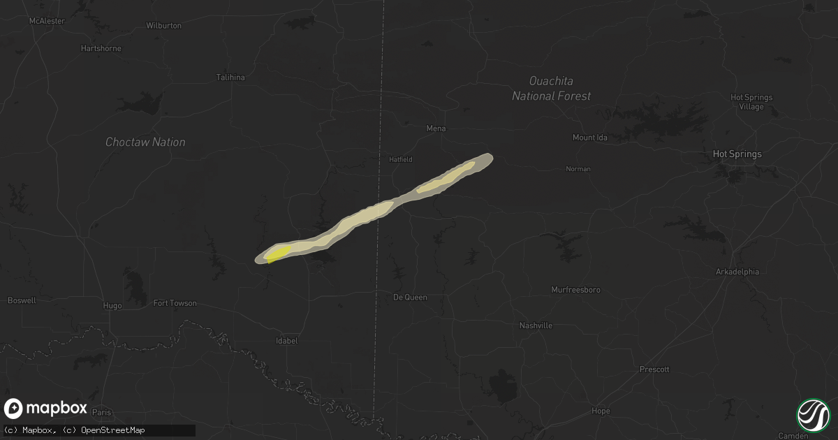 Hail map in Wickes, AR on May 15, 2025