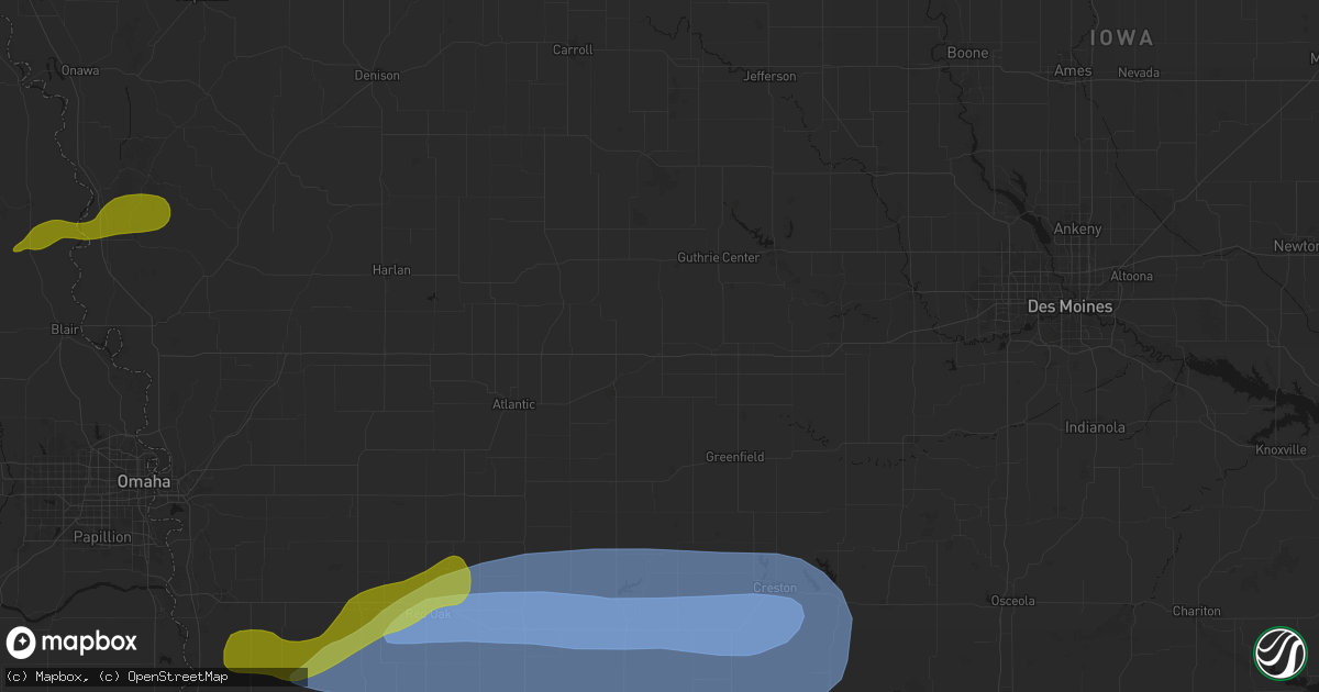 Hail map in Adair, IA on May 15, 2026