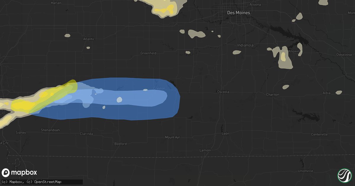 Hail map in Afton, IA on May 15, 2026