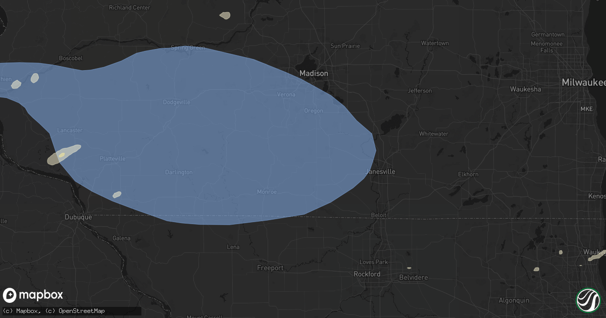 Hail map in Albany, WI on May 15, 2026