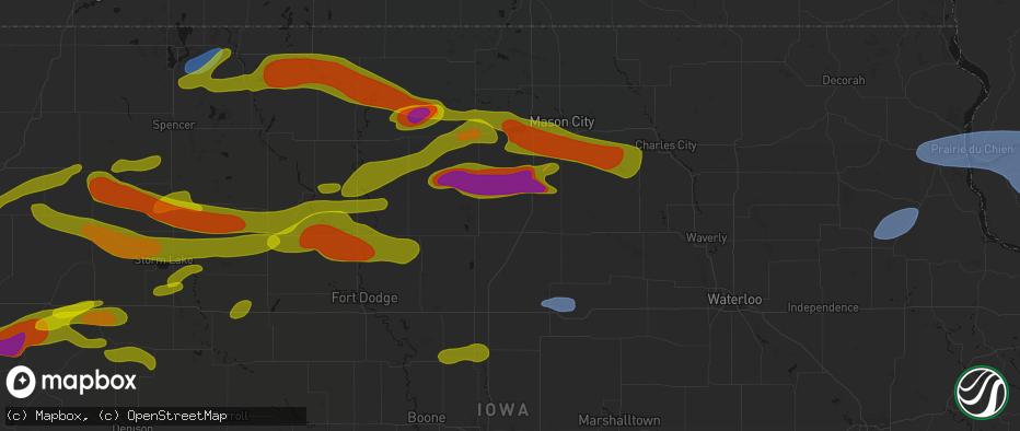 Hail map in Alexander, IA on May 15, 2026