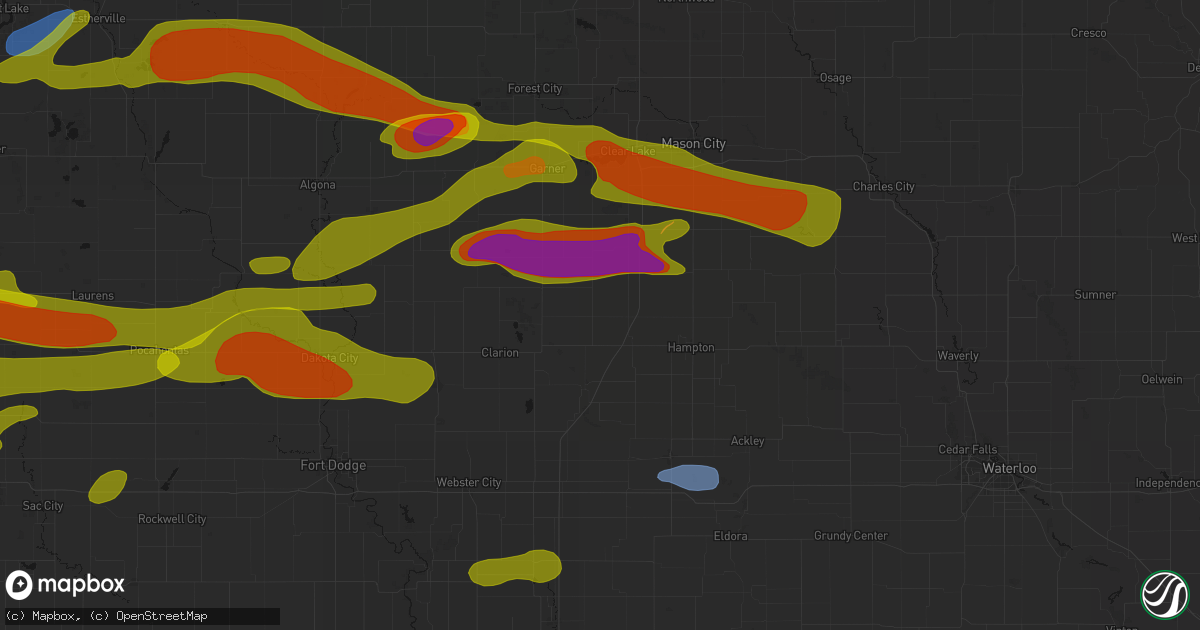 Hail map in Alexander, IA on May 15, 2026