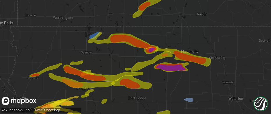 Hail map in Algona, IA on May 15, 2026