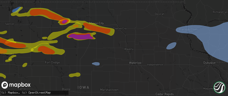 Hail map in Allison, IA on May 15, 2026