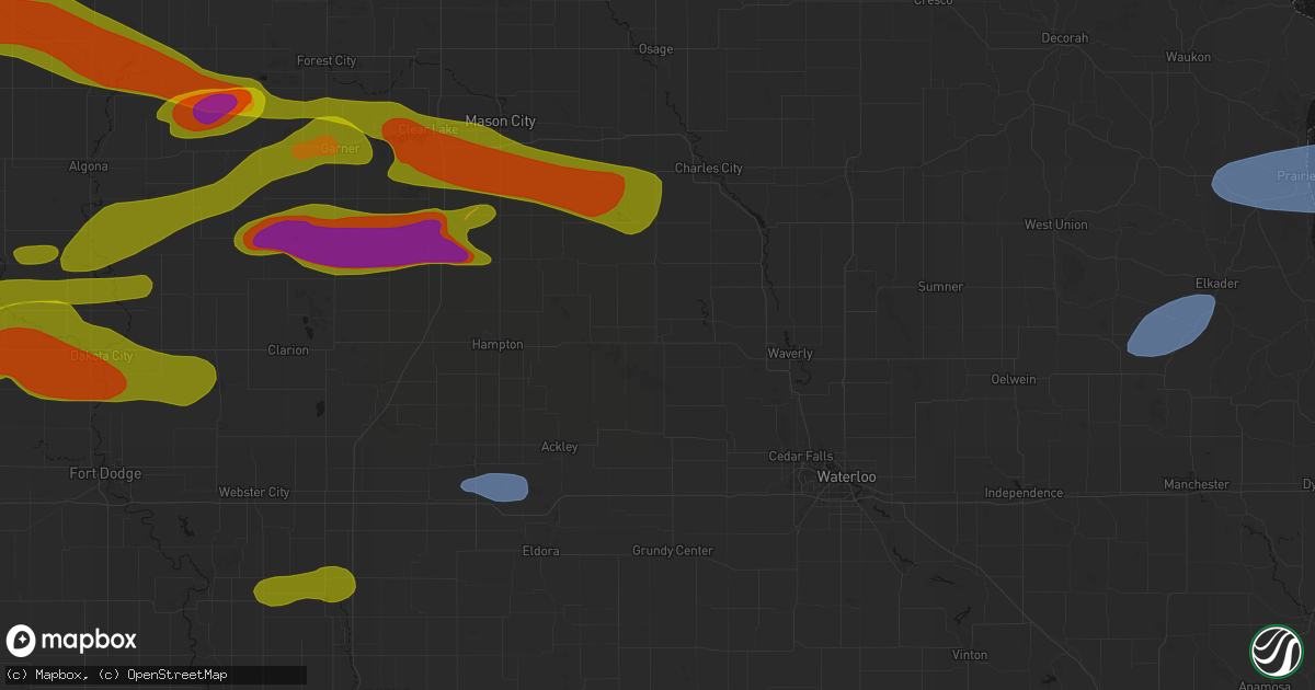Hail map in Allison, IA on May 15, 2026