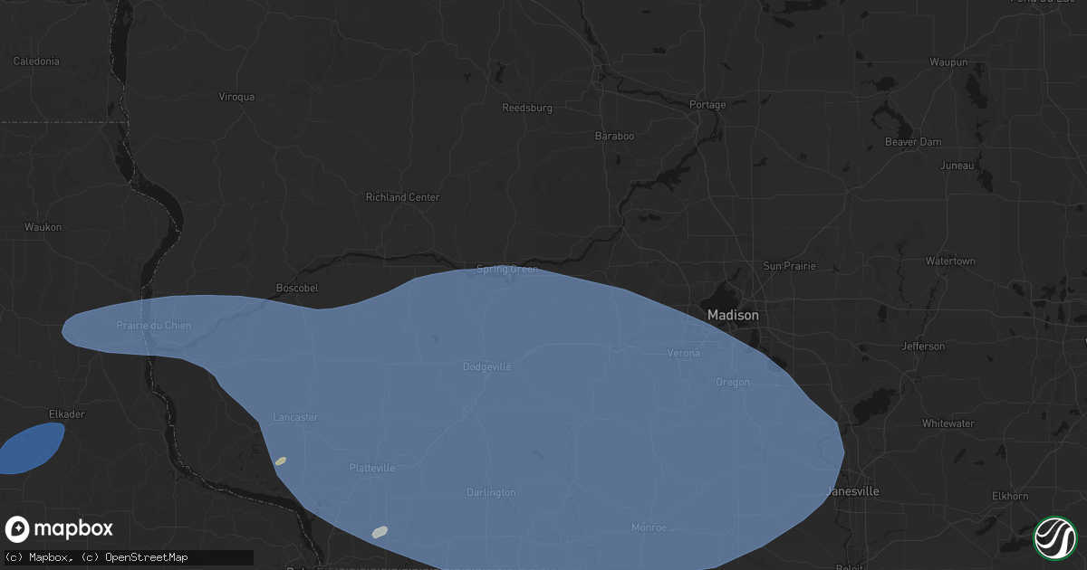 Hail map in Arena, WI on May 15, 2026