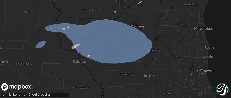 Hail map in Argyle, WI on May 15, 2026