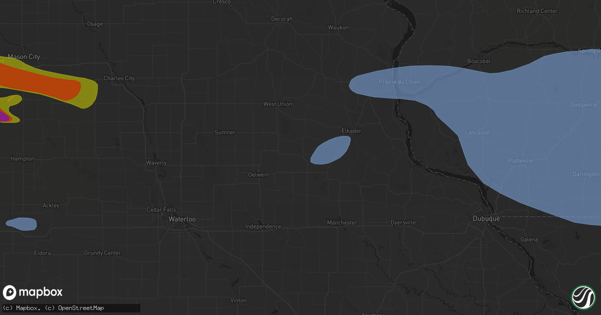 Hail map in Arlington, IA on May 15, 2026