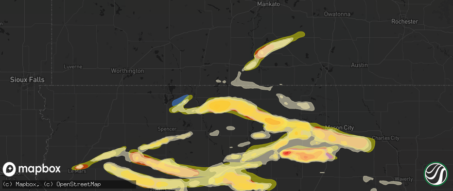 Hail map in Armstrong, IA on May 15, 2026
