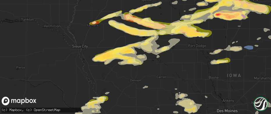 Hail map in Arthur, IA on May 15, 2026