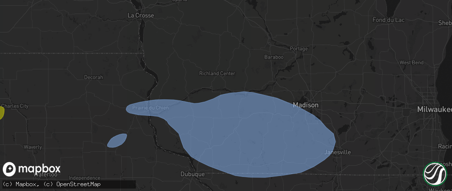 Hail map in Avoca, WI on May 15, 2026
