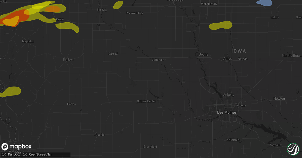 Hail map in Bagley, IA on May 15, 2026