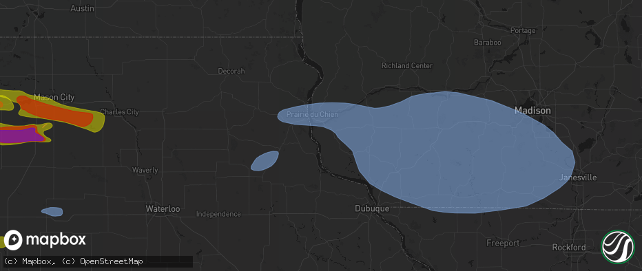 Hail map in Bagley, WI on May 15, 2026