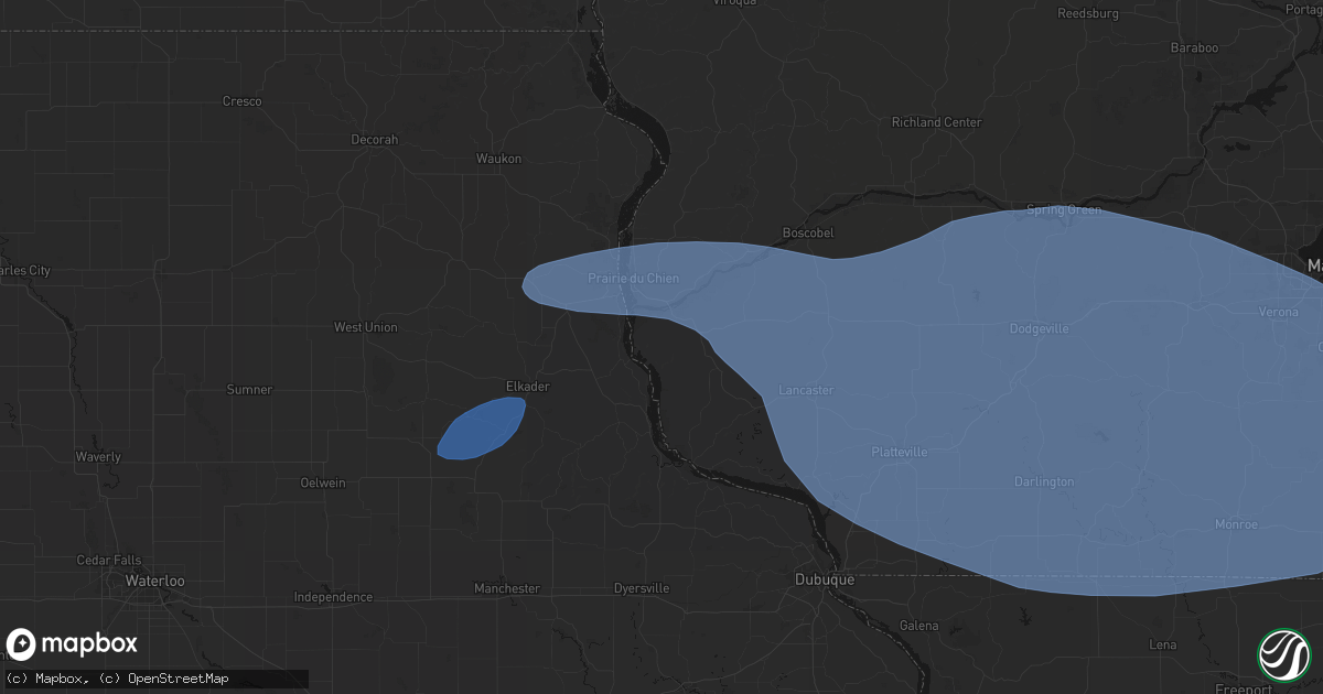 Hail map in Bagley, WI on May 15, 2026