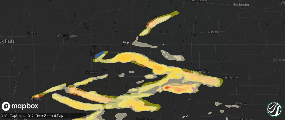 Hail map in Bancroft, IA on May 15, 2026