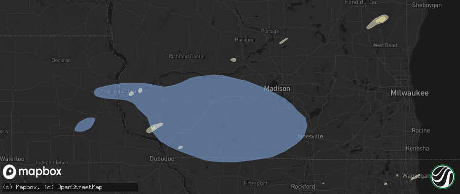 Hail map in Barneveld, WI on May 15, 2026
