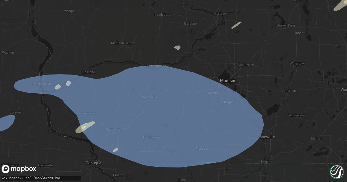 Hail map in Barneveld, WI on May 15, 2026