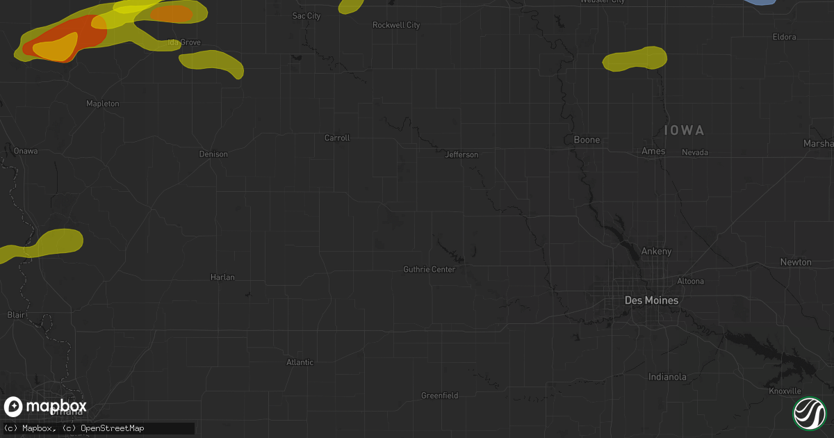 Hail map in Bayard, IA on May 15, 2026