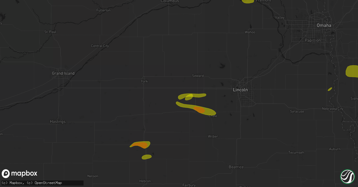 Hail map in Beaver Crossing, NE on May 15, 2026