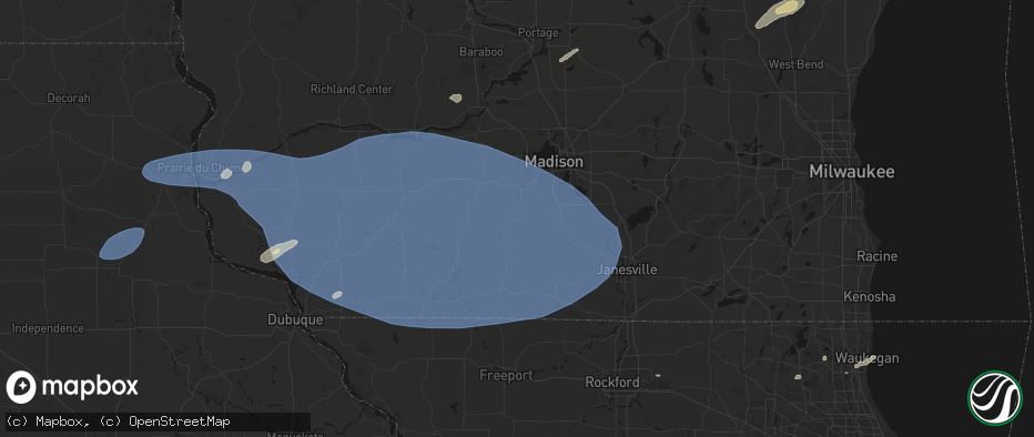 Hail map in Belleville, WI on May 15, 2026