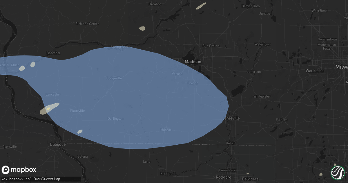 Hail map in Belleville, WI on May 15, 2026
