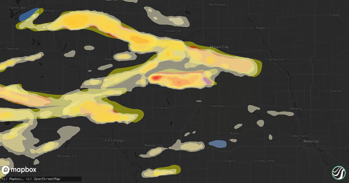 Hail map in Belmond, IA on May 15, 2026