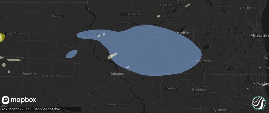Hail map in Belmont, WI on May 15, 2026
