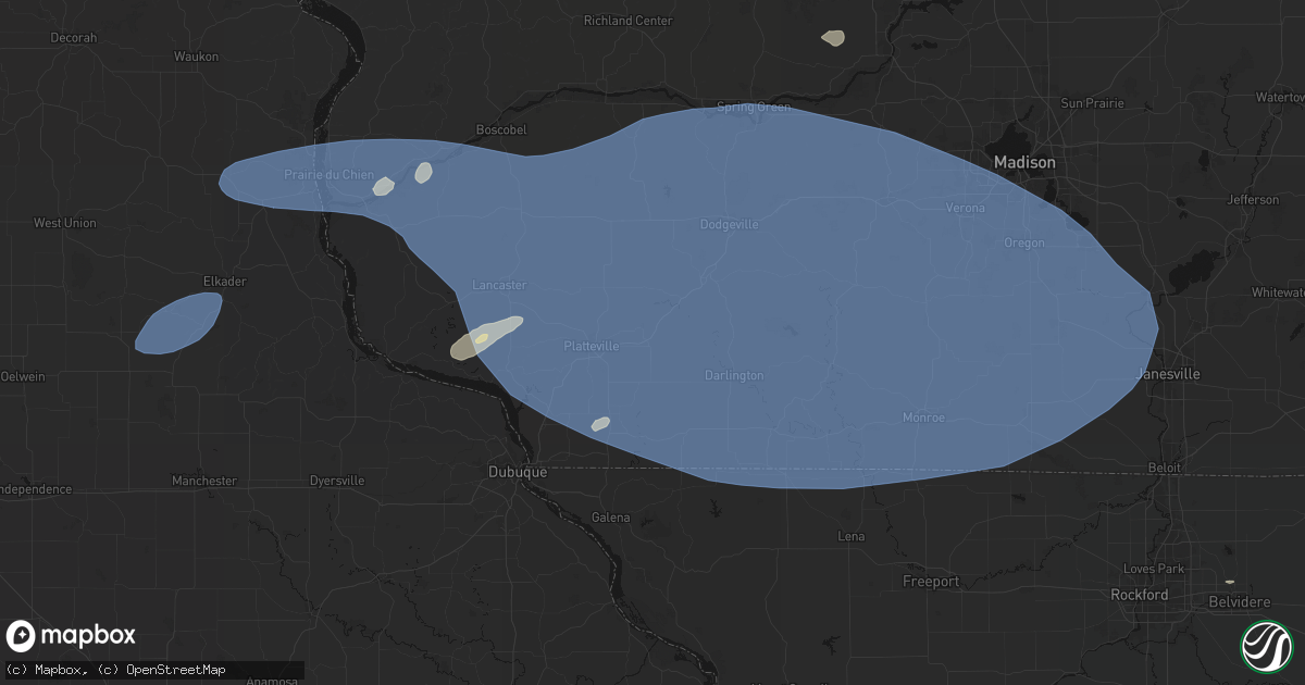 Hail map in Belmont, WI on May 15, 2026