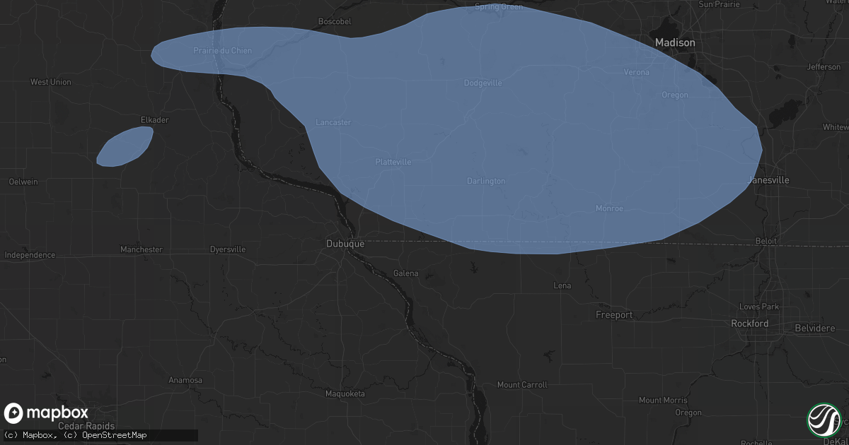 Hail map in Benton, WI on May 15, 2026