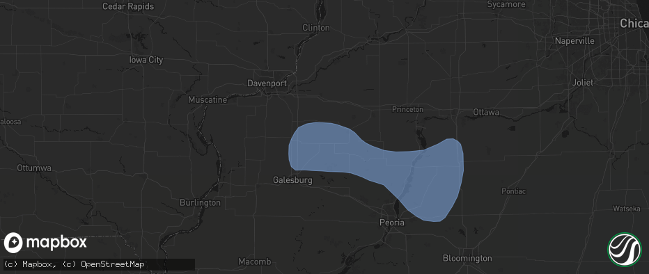 Hail map in Bishop Hill, IL on May 15, 2026