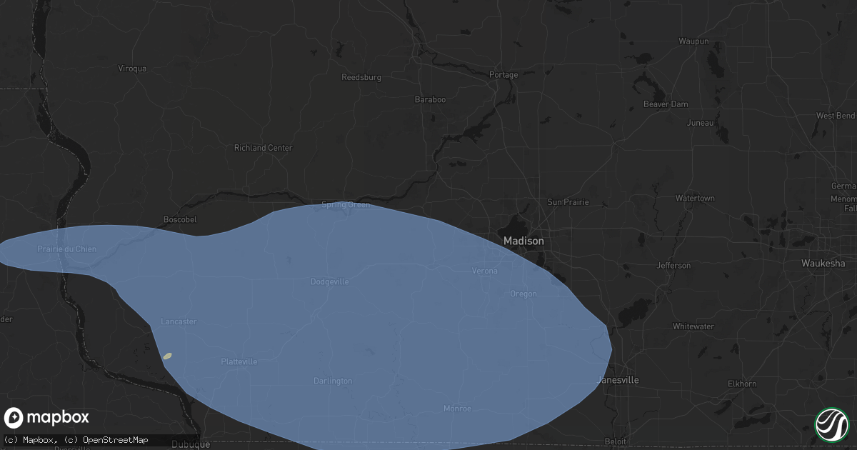 Hail map in Black Earth, WI on May 15, 2026