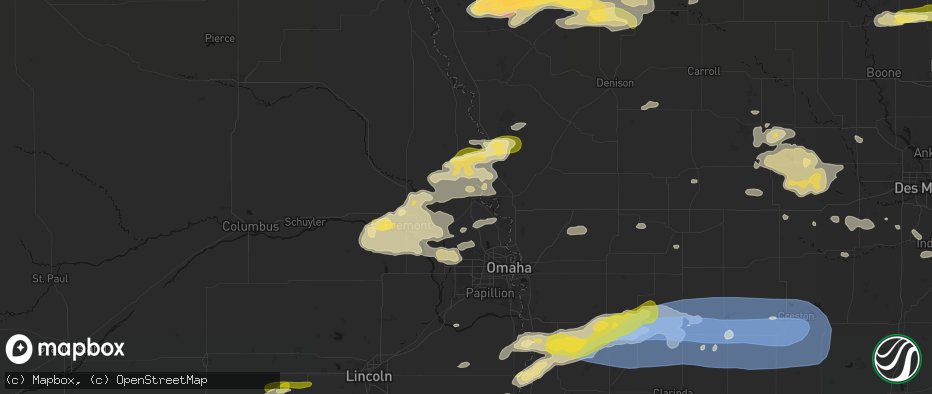 Hail map in Blair, NE on May 15, 2026