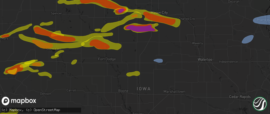 Hail map in Blairsburg, IA on May 15, 2026