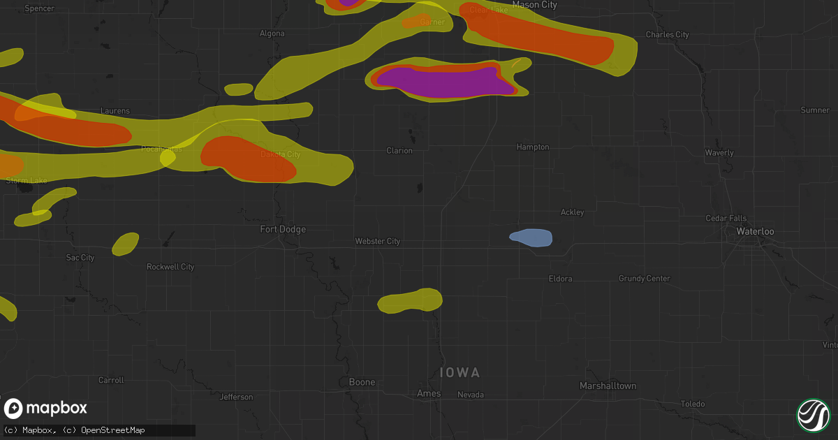 Hail map in Blairsburg, IA on May 15, 2026