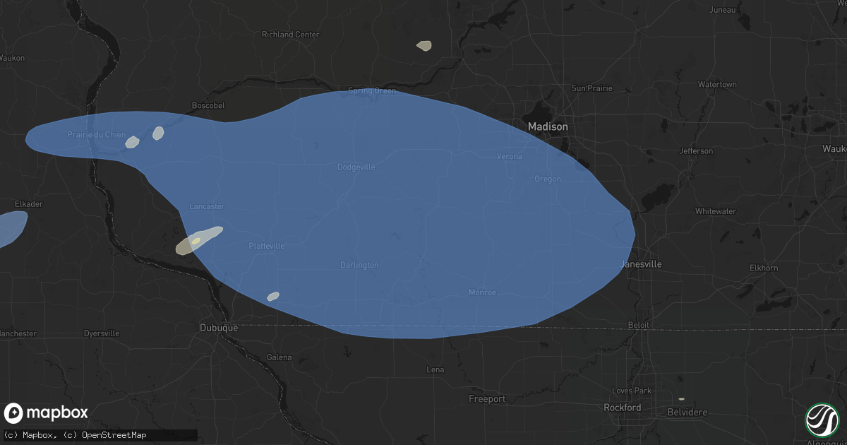 Hail map in Blanchardville, WI on May 15, 2026