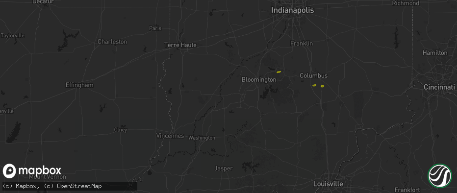 Hail map in Bloomfield, IN on May 15, 2026