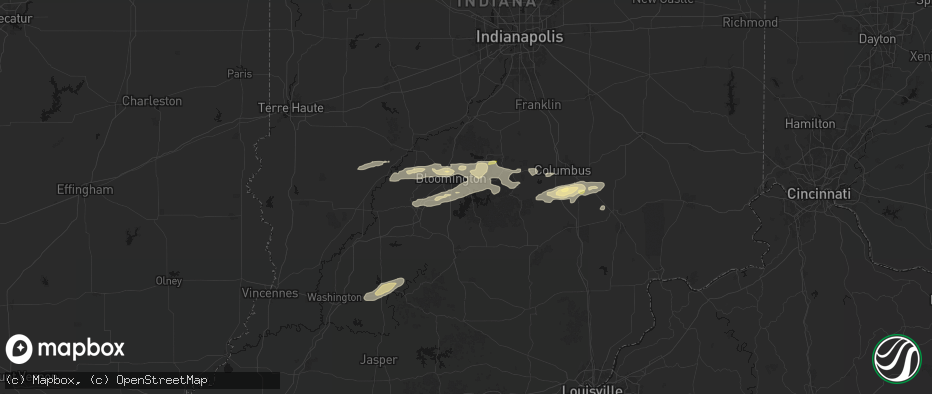 Hail map in Bloomington, IN on May 15, 2026