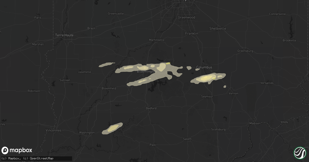 Hail map in Bloomington, IN on May 15, 2026