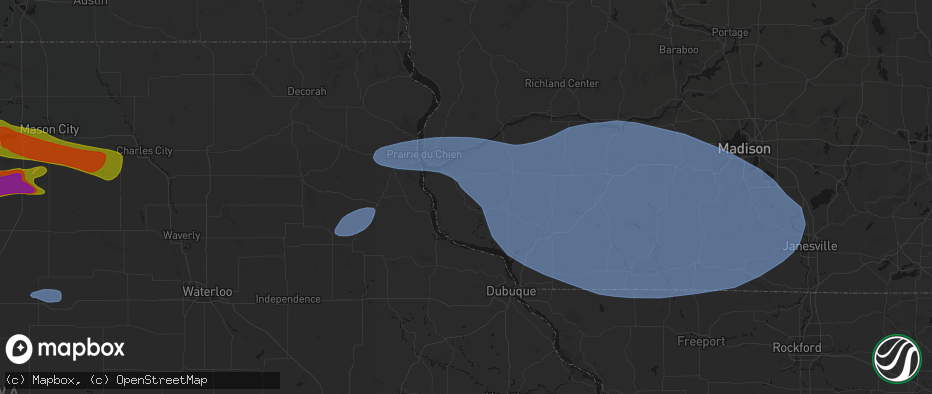Hail map in Bloomington, WI on May 15, 2026