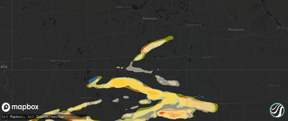 Hail map in Blue Earth, MN on May 15, 2026