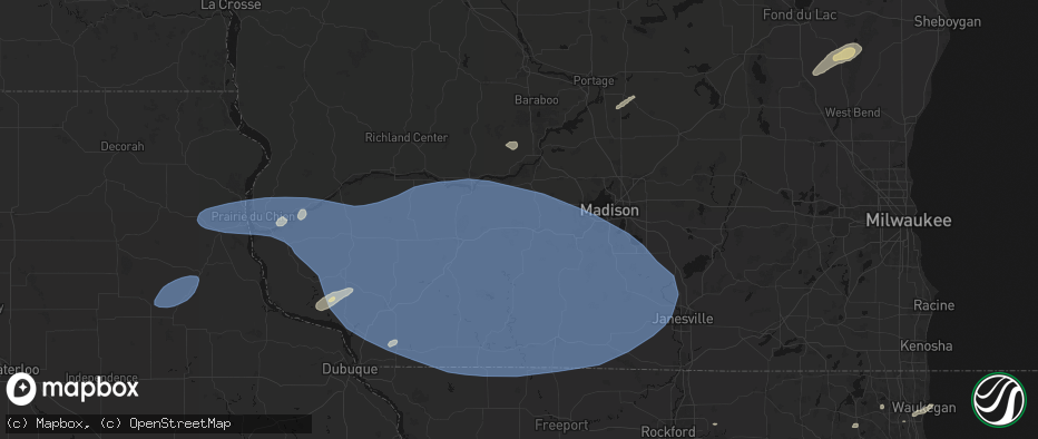 Hail map in Blue Mounds, WI on May 15, 2026