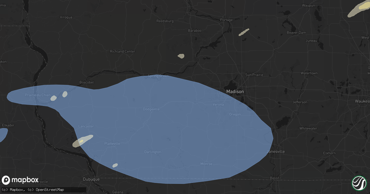 Hail map in Blue Mounds, WI on May 15, 2026
