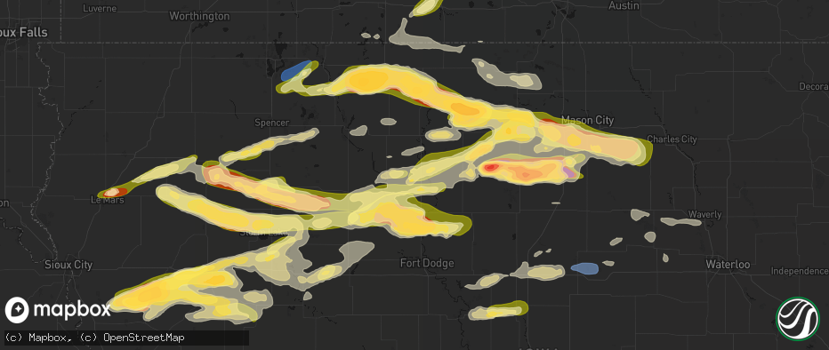 Hail map in Bode, IA on May 15, 2026