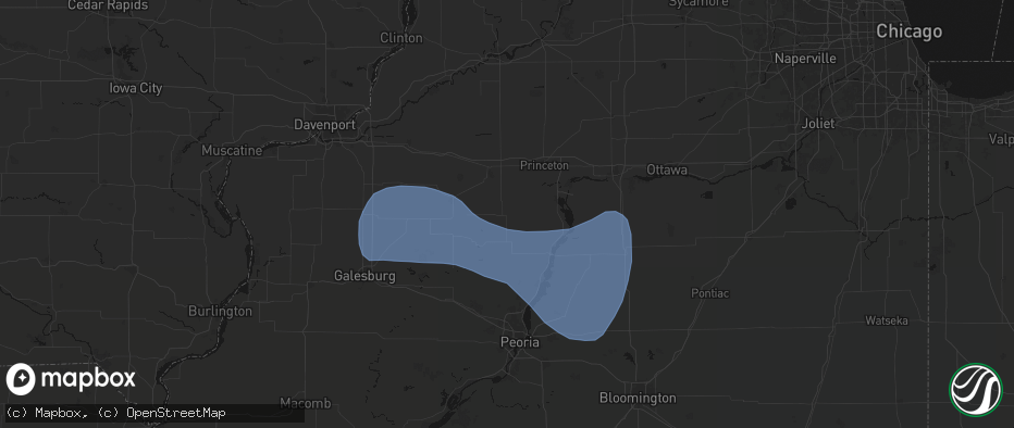 Hail map in Bradford, IL on May 15, 2026