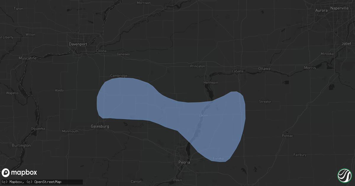 Hail map in Bradford, IL on May 15, 2026