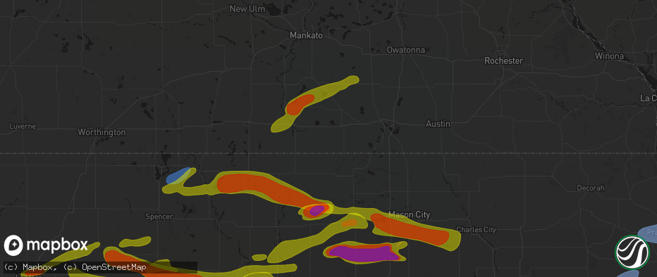Hail map in Bricelyn, MN on May 15, 2026