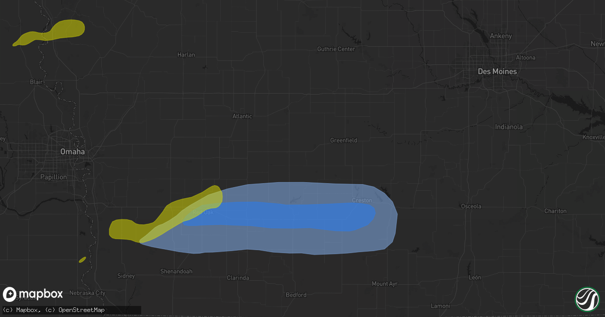 Hail map in Bridgewater, IA on May 15, 2026